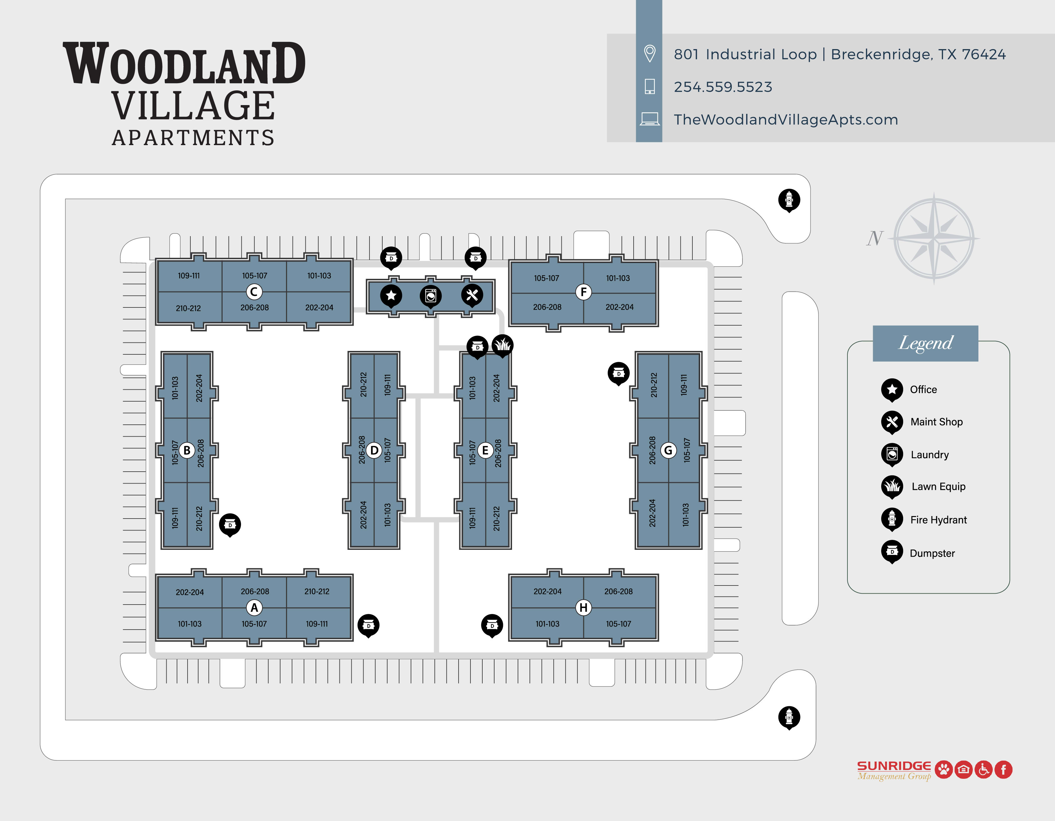 Sitemap at Woodland Village Apartments in Breckenridge, Texas