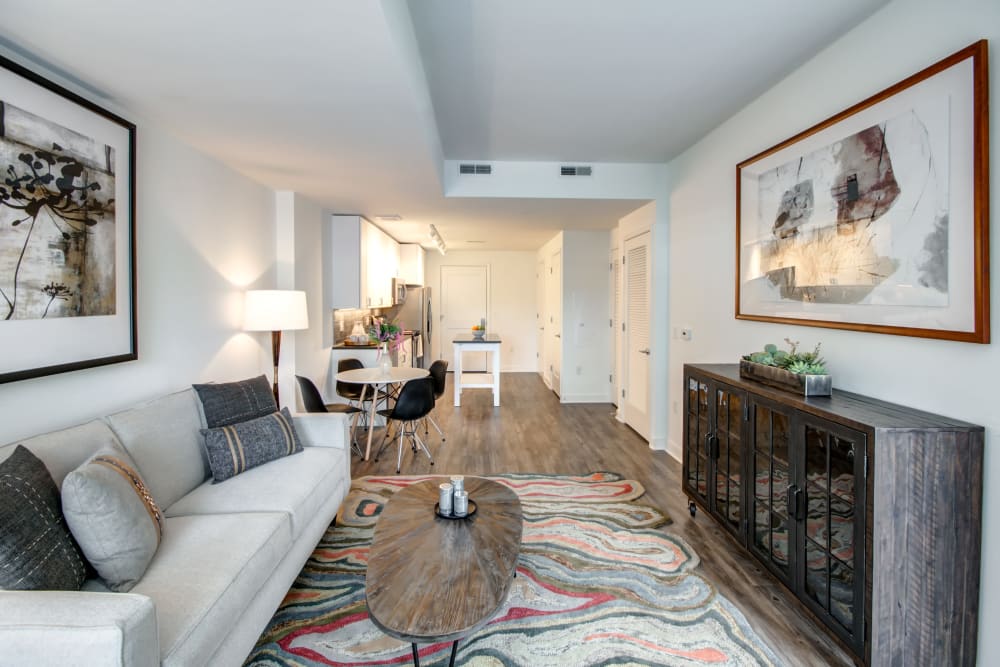 Kitchen overlooking the living room at Harlow in Washington, District of Columbia