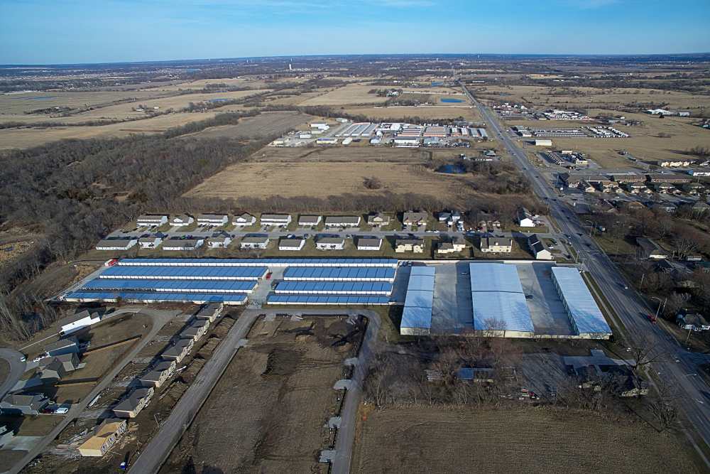 Aerial view at American Self Storage in Raymore Missouri
