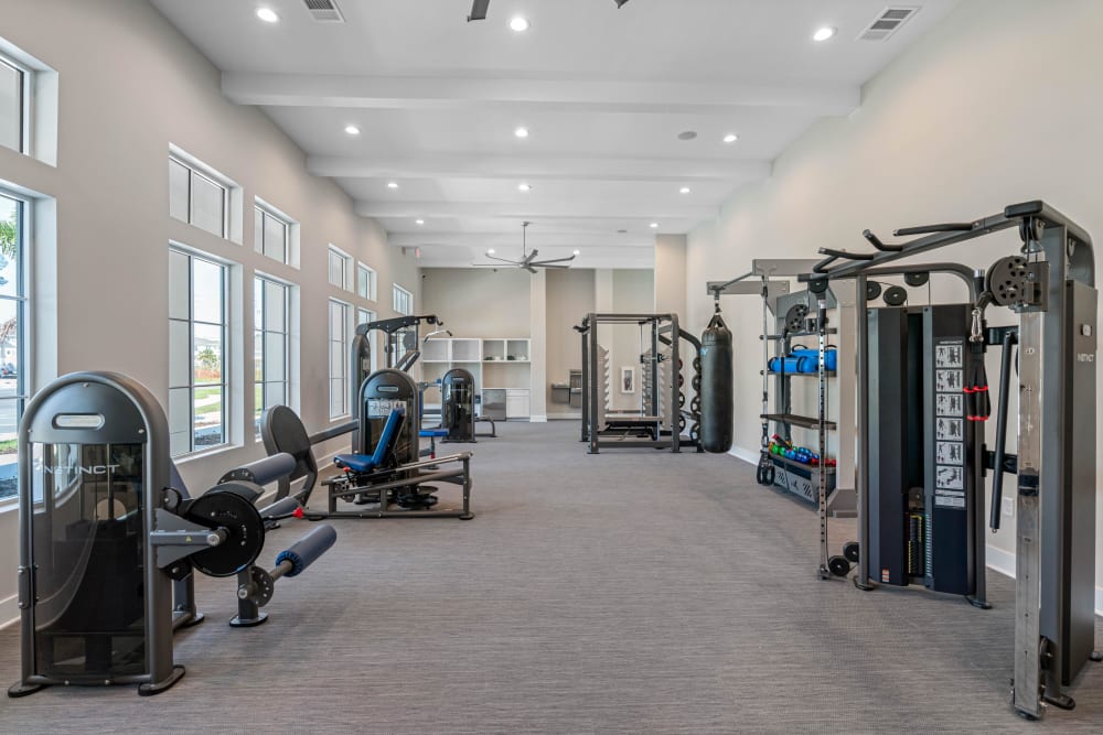 Large fitness center for residents at The Griffon Vero Beach in Vero Beach, Florida