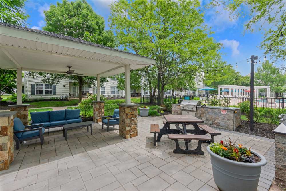 Community grill stations at Eagle Rock Apartments at Freehold in Freehold, New Jersey