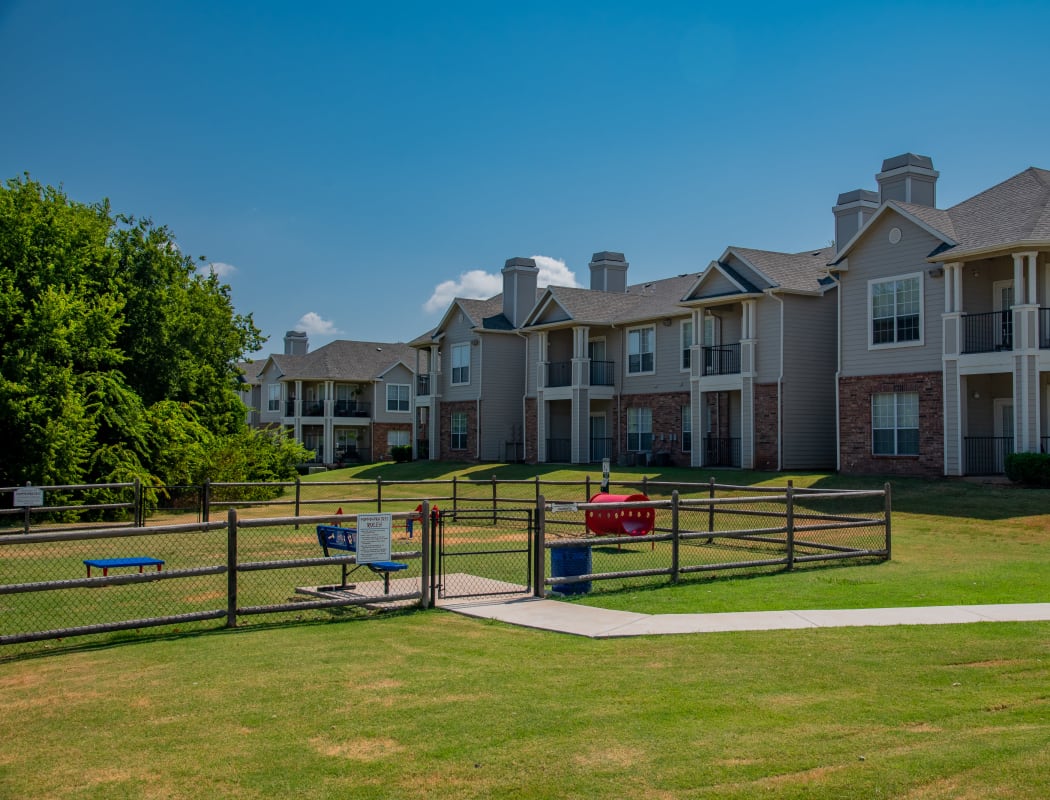 Onsite bark park at Prairie Springs in Oklahoma City, Oklahoma