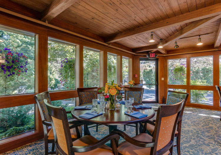 Comfortable dining table at The Firs in Olympia, Washington