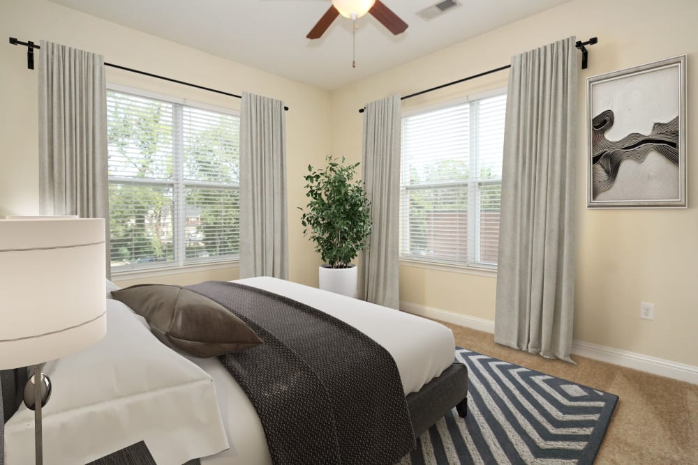 Model bedroom in Morehead West in Charlotte, North Carolina