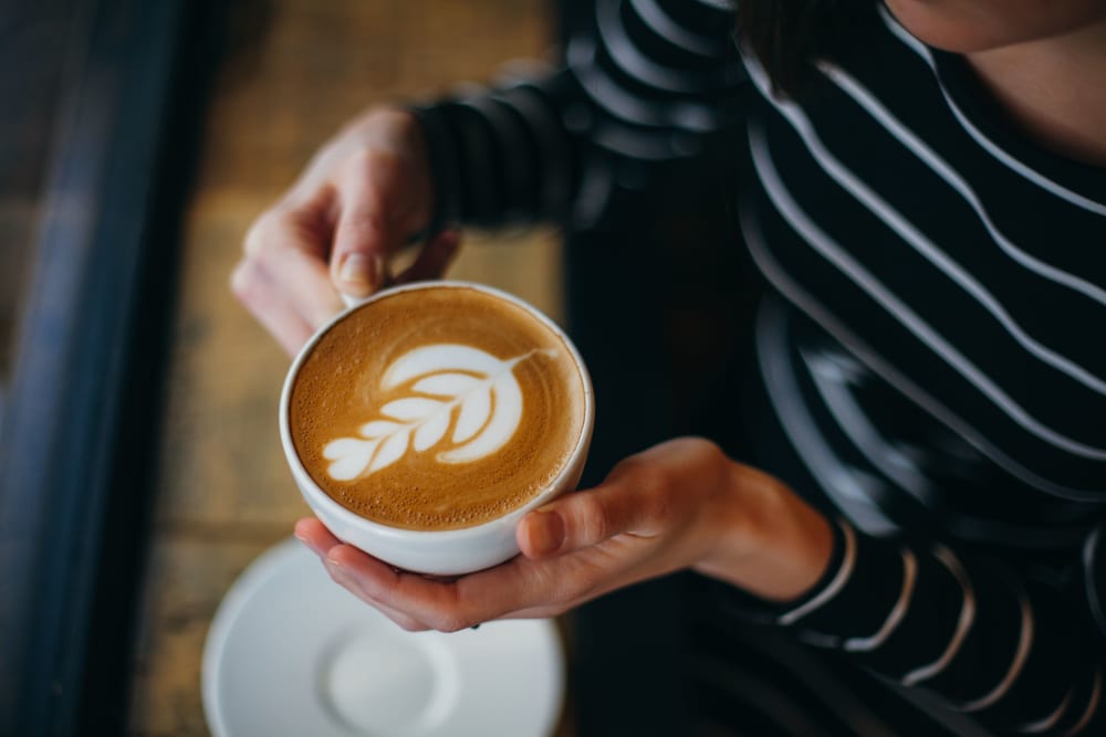 Beautiful latte from the coffee bar at The Royal Athena in Bala Cynwyd, Pennsylvania