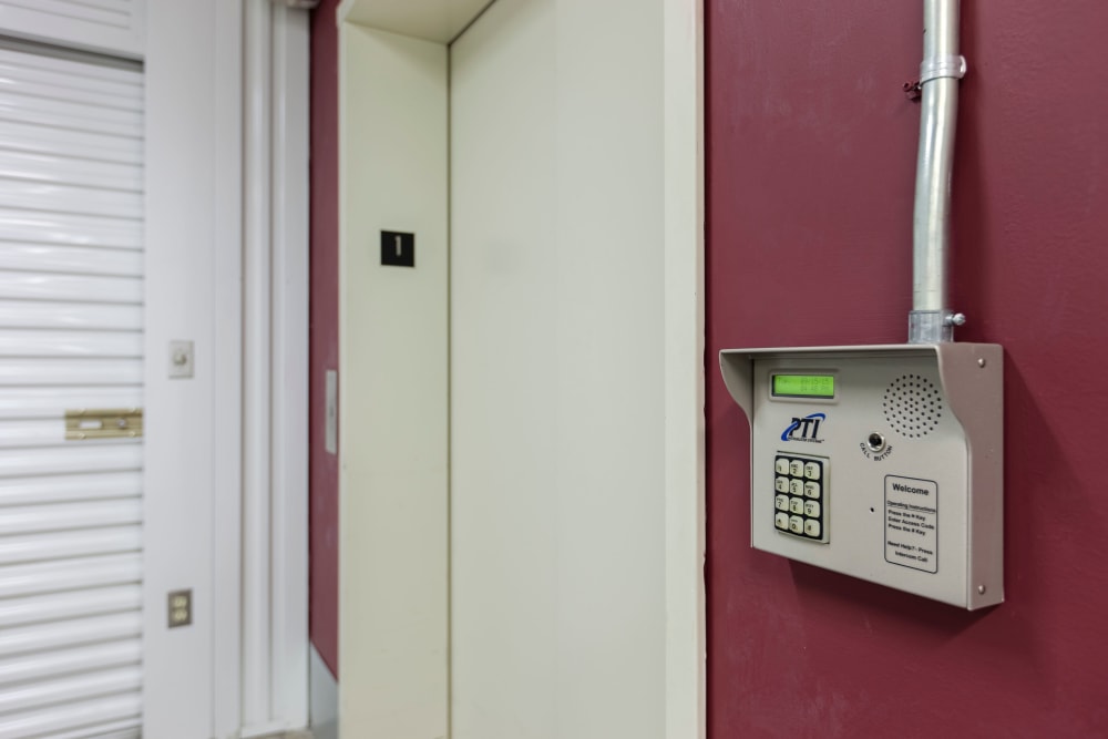 Keypad at Discovery Park Heated Storage in Bellingham, Washington.