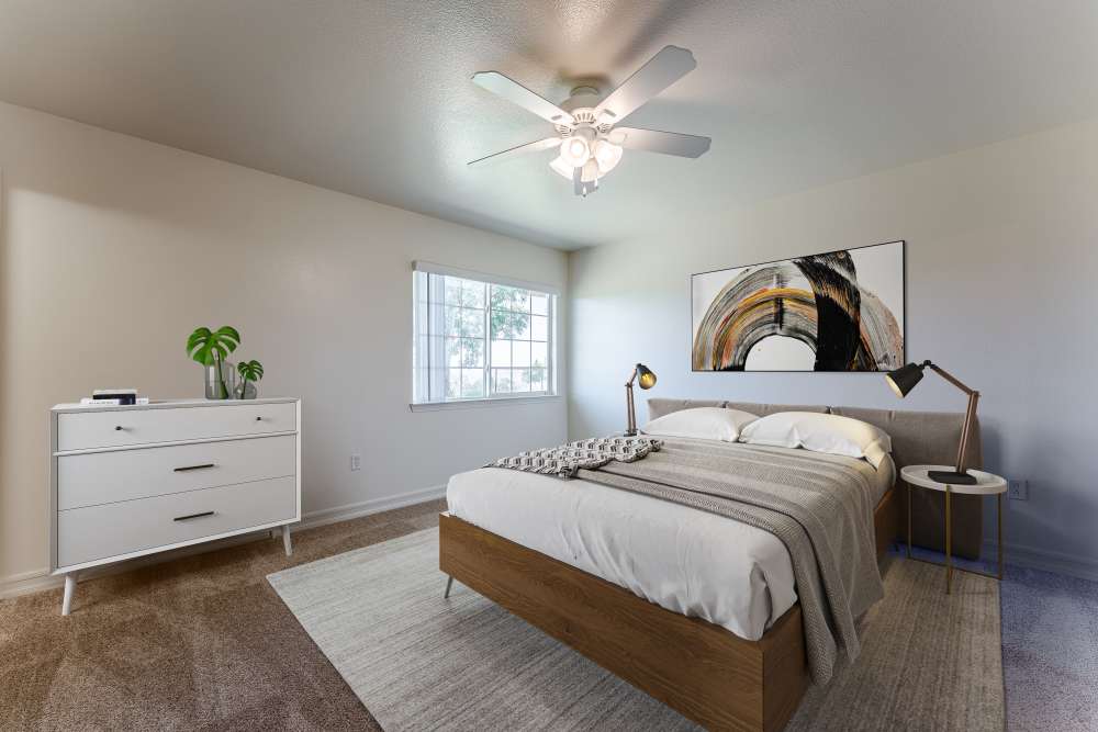 A bedroom at Canyon View in San Diego, California