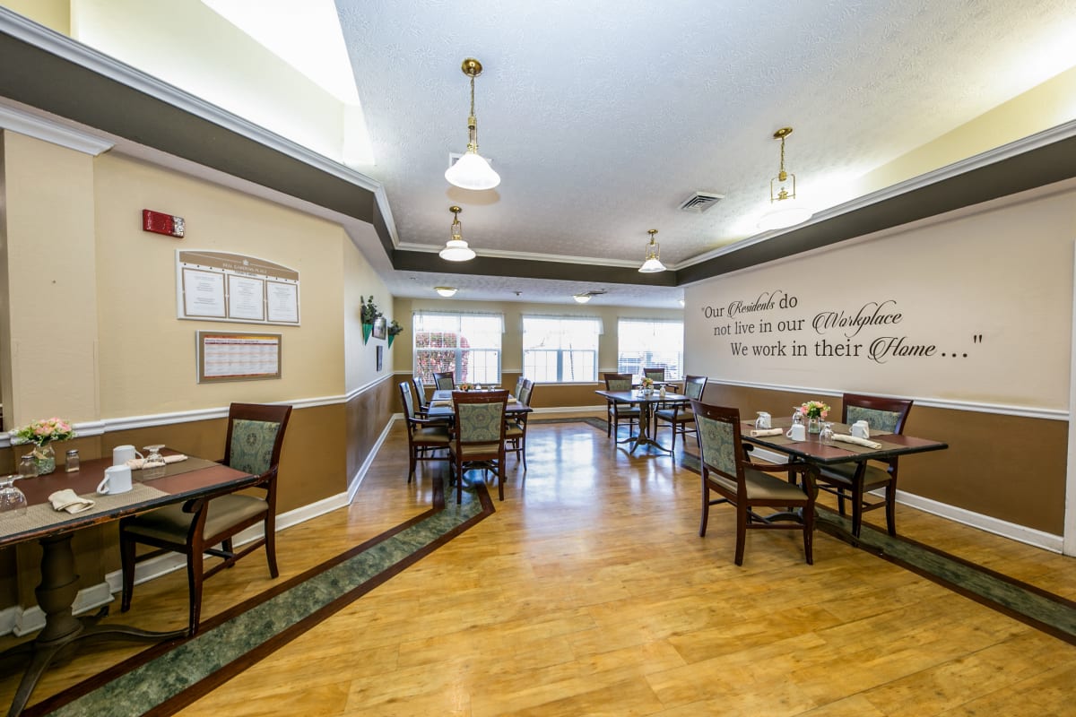 Dining room at Trustwell Living at Bell Gardens Place in Hillsboro, Ohio