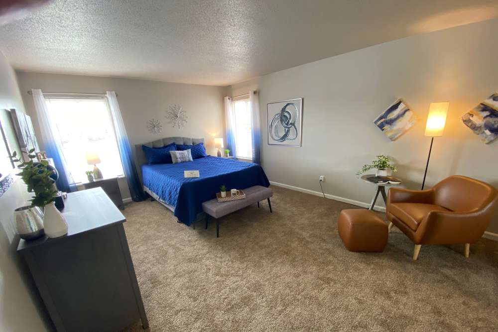 Bedroom with Light and Bright Oversized Windows at Eagle Lake Landing in Indianapolis, Indiana