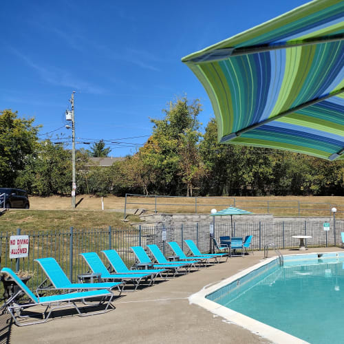 Nice poolside lounge area at Pebble Creek Apartments in Antioch, Tennessee