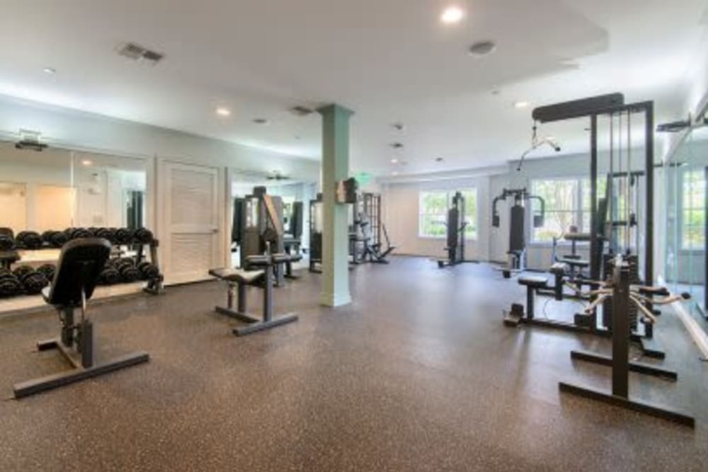 Weight room and fitness center at Sofi at Salem Station in Salem, Massachusetts