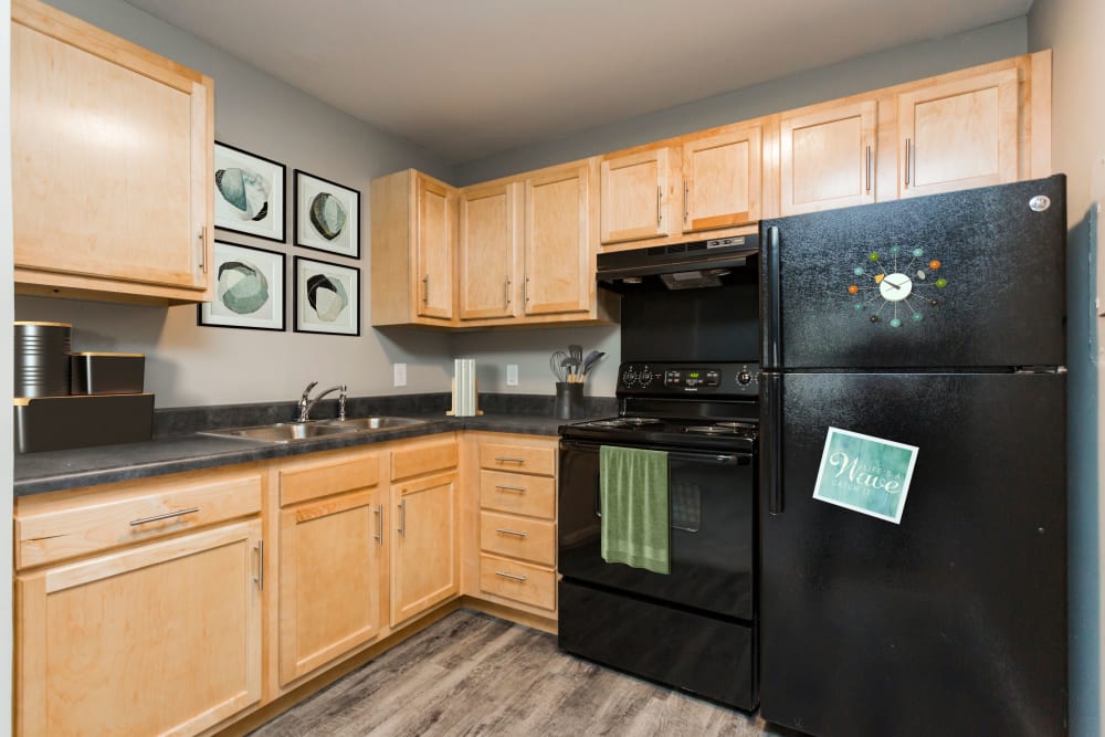 View of well setup kitchen at Gibson Creek Apartments in Madison, Tennessee