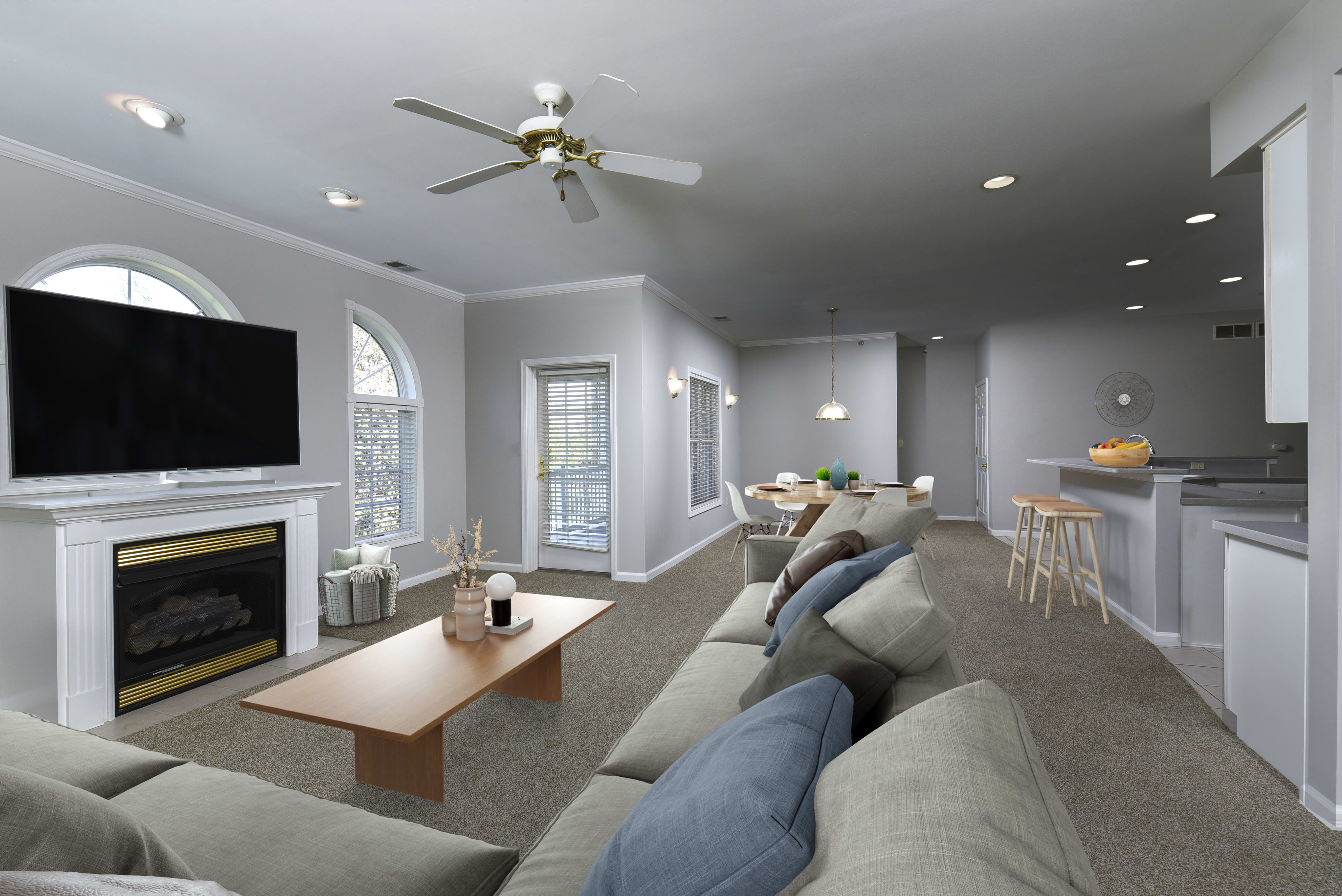 Living room in Springhouse Townhomes in Allentown, Pennsylvania