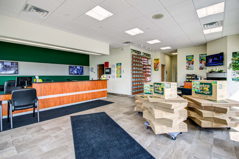 Office reception at Metro Self Storage in Coon Rapids, Minnesota