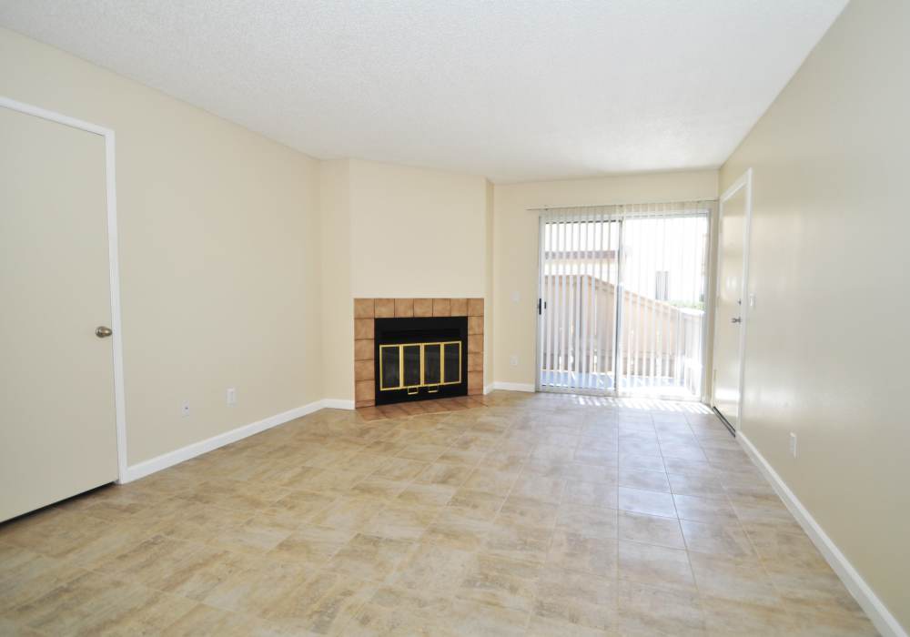 Fire place in the living room at Oak Hill in Escondido, California