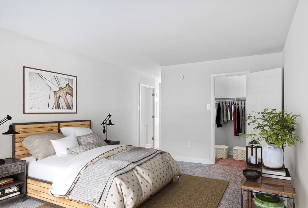 Beautiful bedroom at Timberlake Apartment Homes in East Norriton, Pennsylvania