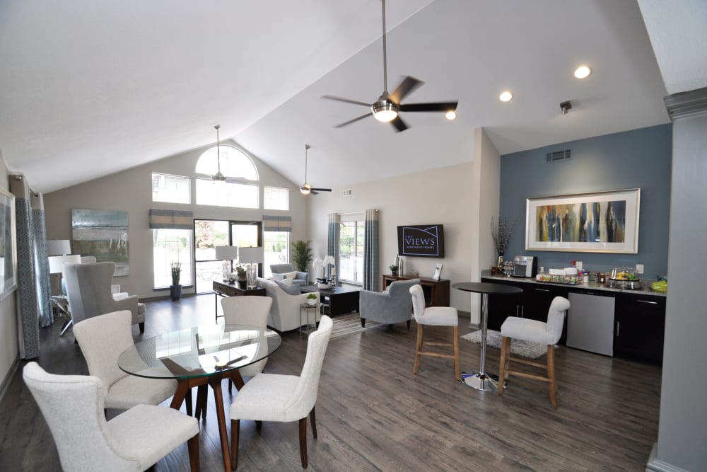 Spacious clubhouse lounge at Goldelm at The Views in Asheville, North Carolina