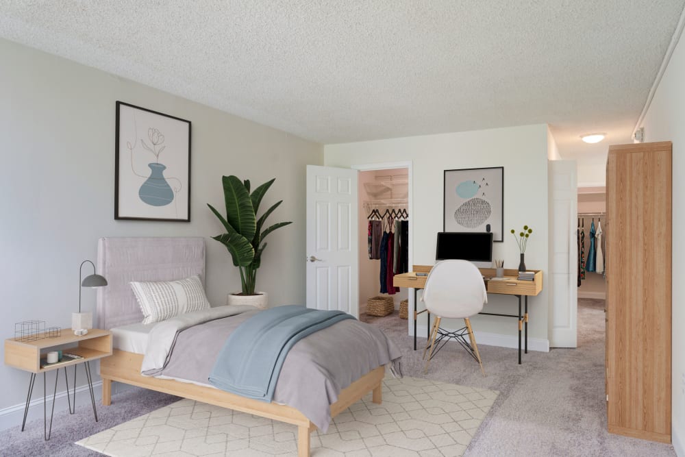 Place One Apartment Homes offers a naturally well-lit bedroom in Plymouth Meeting, Pennsylvania