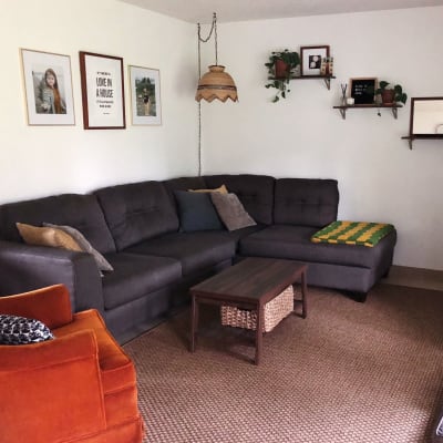 A furnished living room at New Hillside in Joint Base Lewis McChord, Washington