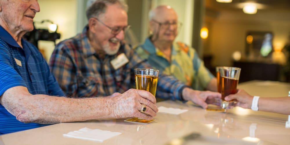 Residents drinking at the bar at The Springs at Veranda Park in Medford, Oregon