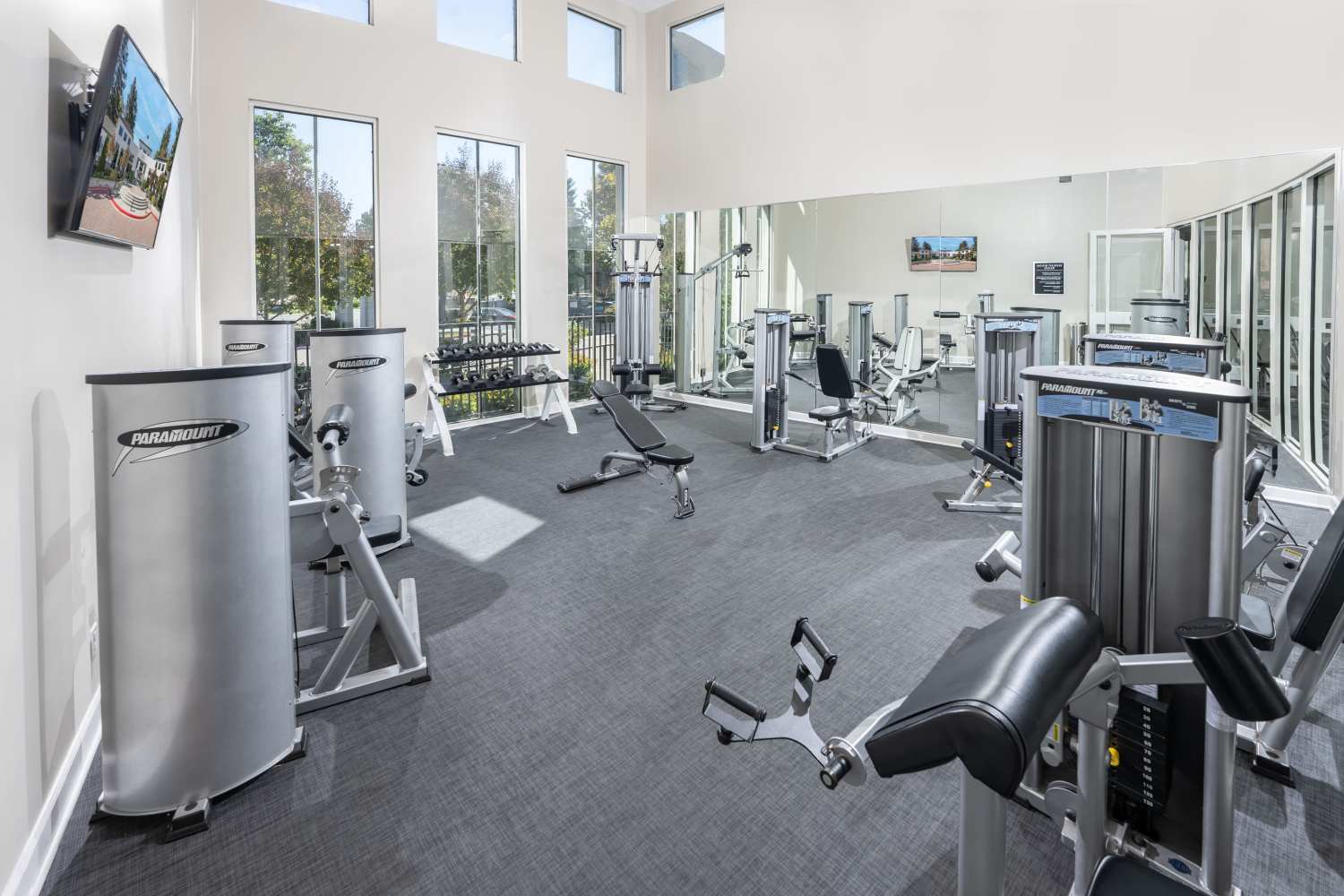 Gym area at Bella Vista Apartments in Santa Clara, California