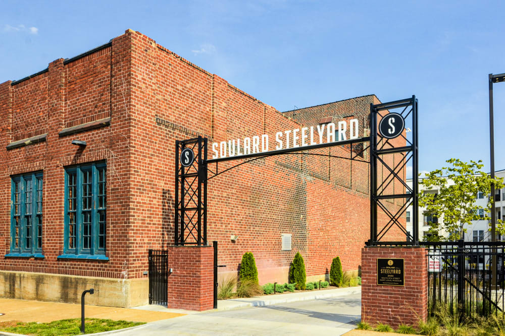 Exterior Entrance at Steelyard Apartments in St. Louis, Missouri