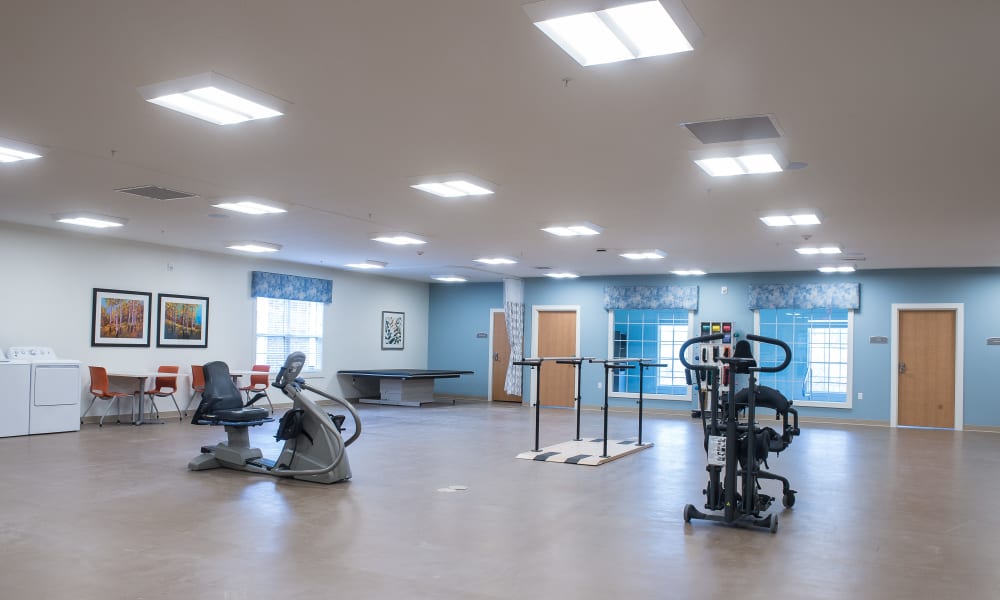 Recreational fitness area at Heritage Health Care in Chanute, Kansas