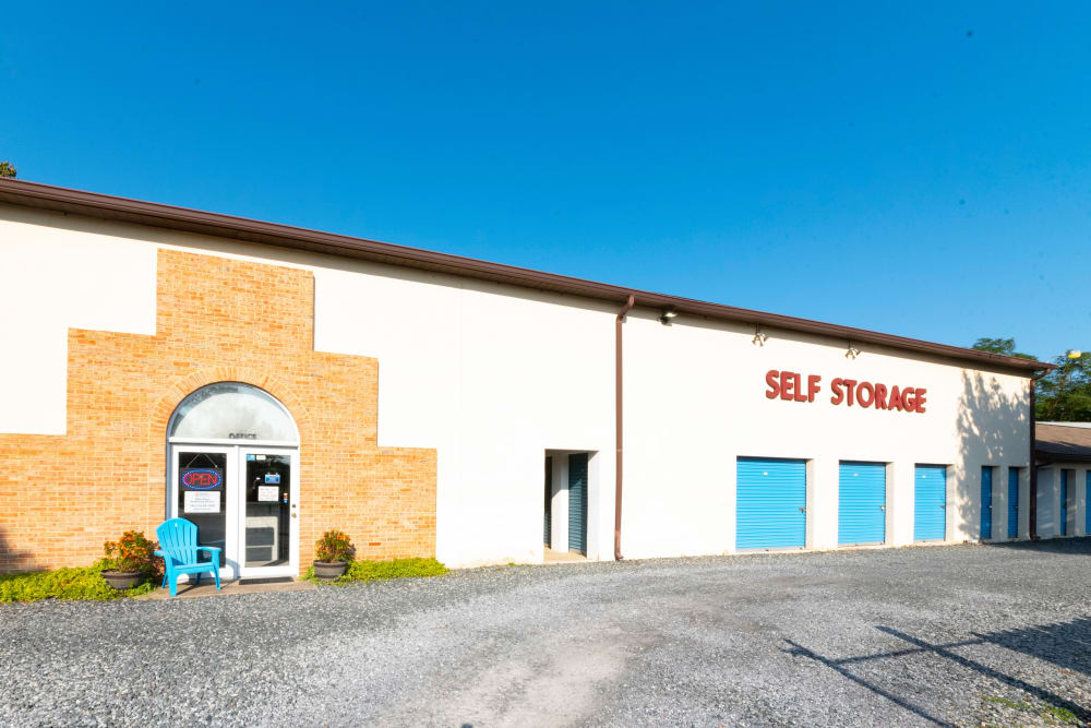 The front entrance at Advantage Self Storage in Chester, Maryland