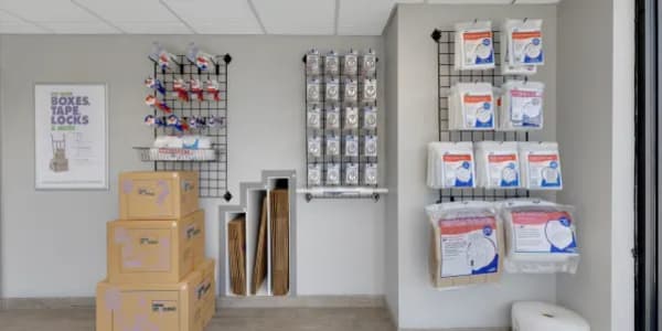 A clean, organized retail area within a storage facility at Storage Hub - WW White Rd in San Antonio, Texas,