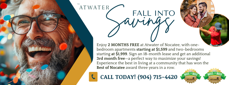 Ask about our specials at The Atwater at Nocatee in Ponte Vedra, FL! 