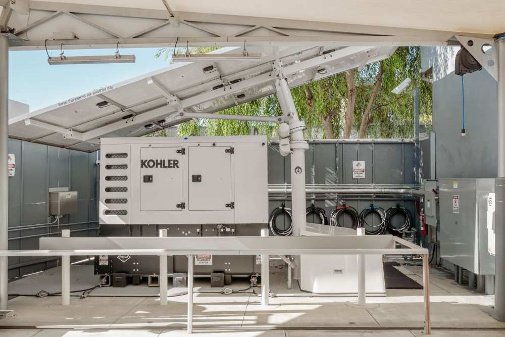 Power backup generators at Hollywood Vaults in Los Angeles, California