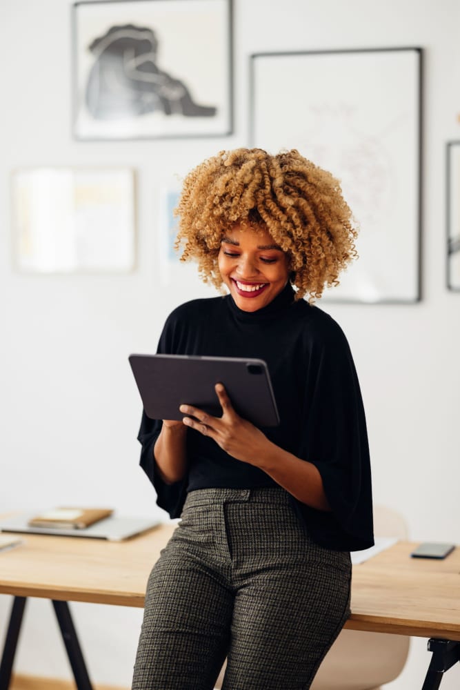 Working from home at The Olympian Apartments in Olympia, Washington