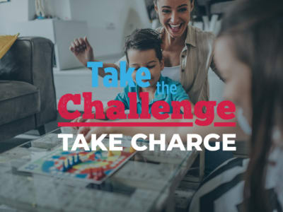 Family celebrating Take the Challenge - Take Charge, a ten day screen-free challenge for digital health