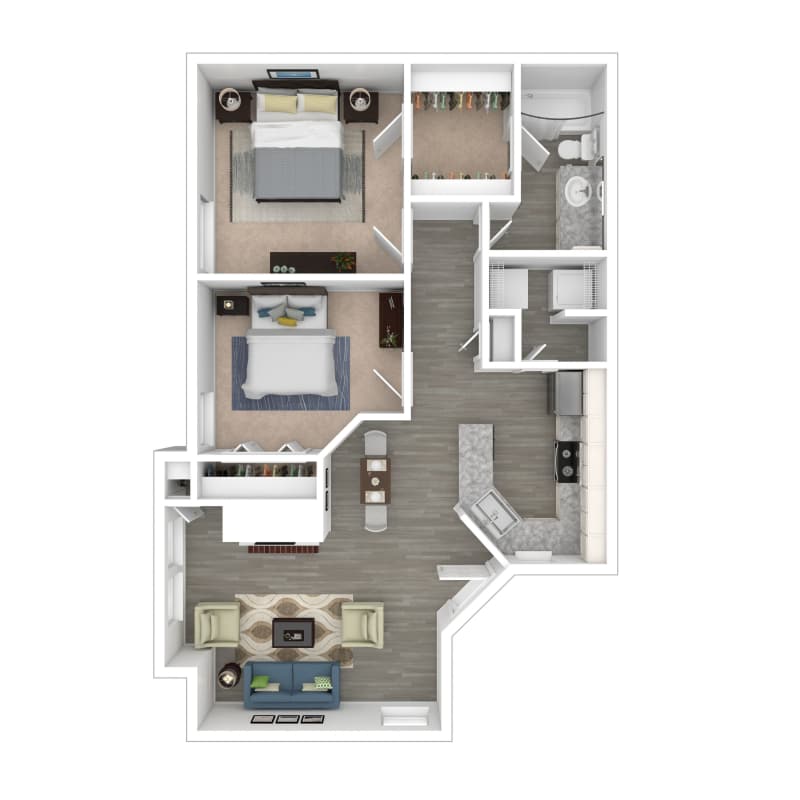 3D Floor Plan - 2x1 Upgraded