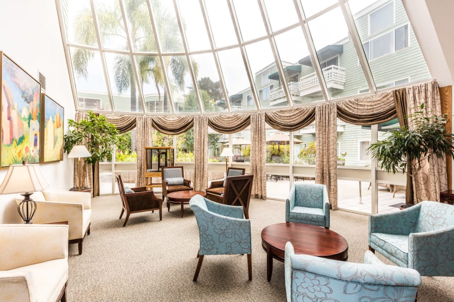 Community gathering space at Palo Alto Commons in Palo Alto, California