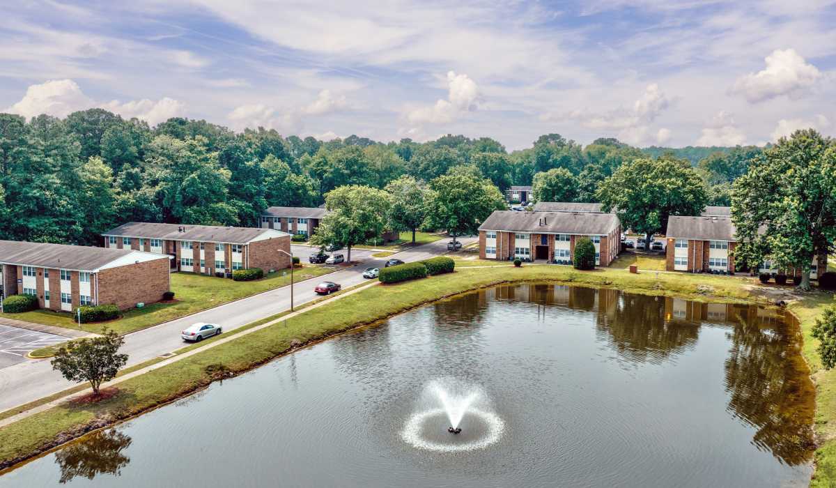 View of the community at Lake Village Apartments in Chesapeake Virginia