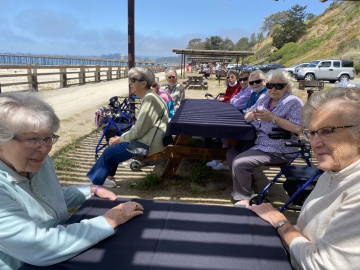 Gilroy residents enjoyed their time down at Seacliff with a lunch and wonderful ocean views.