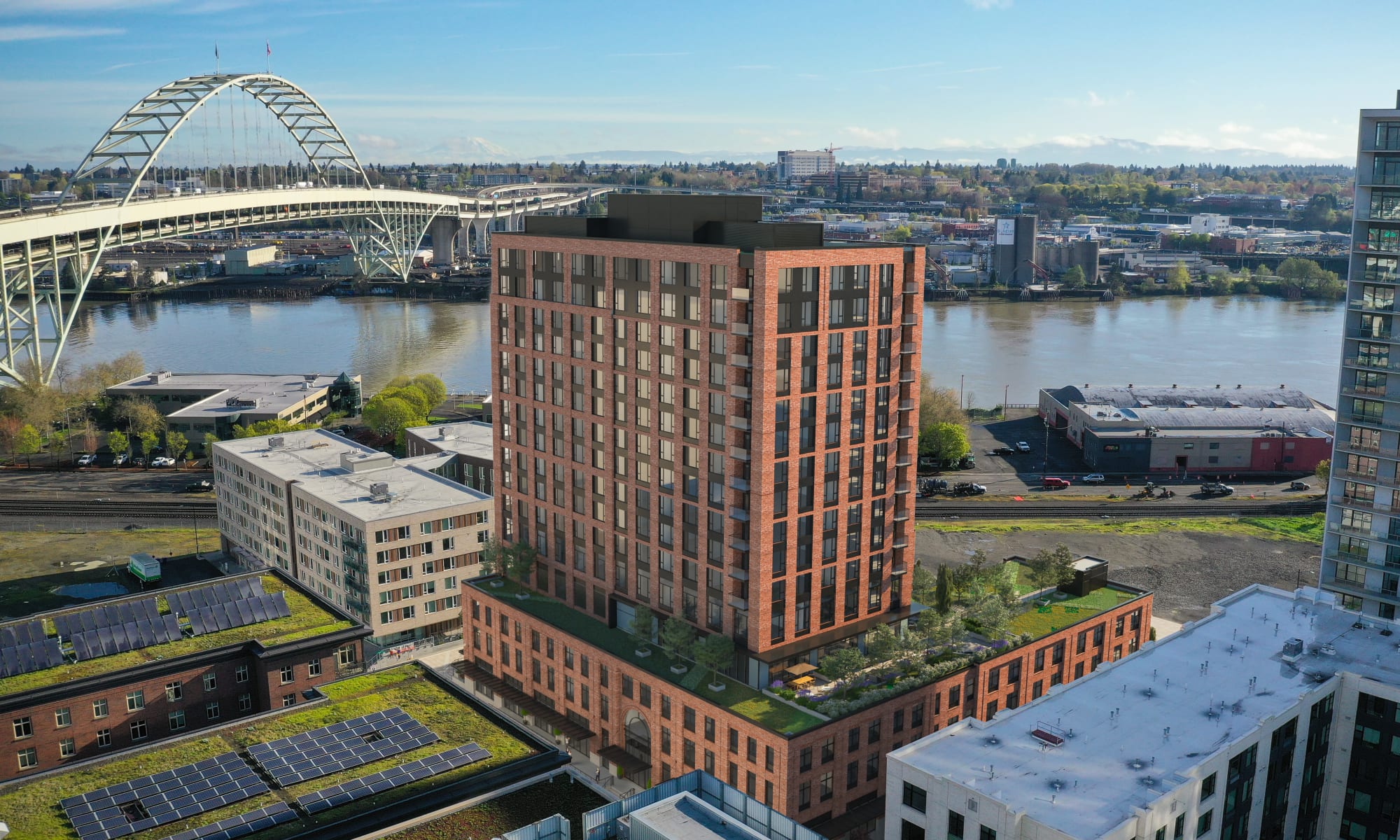 Artist rendering of aerial  view at Holden of Pearl in Portland, Oregon