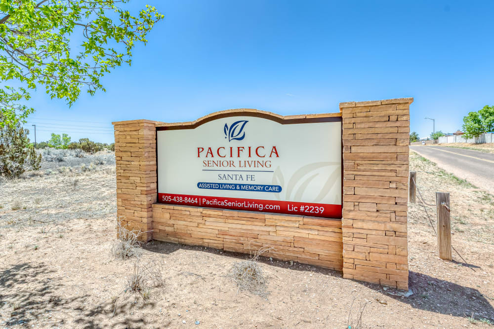 Welcome Sign at Pacifica Senior Living Santa Fe in Santa Fe, New Mexico
