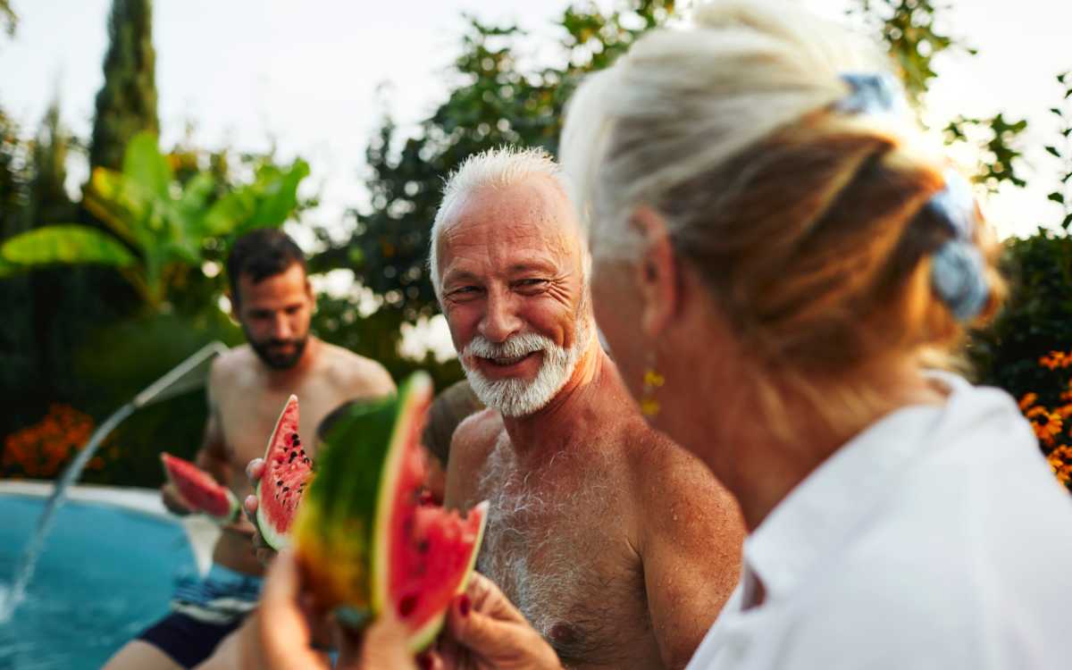 Resident enjoying watermelon at The Residences at Patapsco in Ellicott City, Maryland