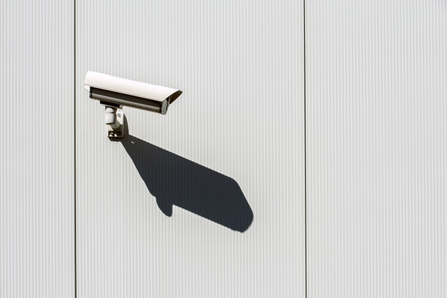 A security camera on a wall at Harrisonburg Self Storage in Harrisonburg, Virginia