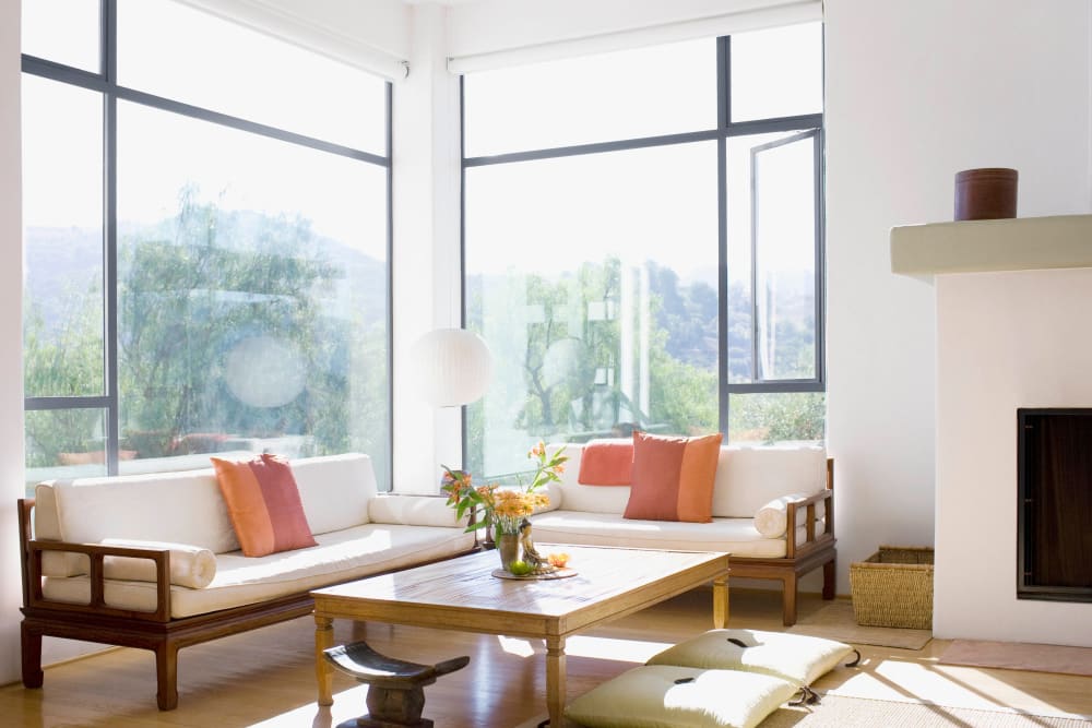 Open-concept living area in a model home at Canyon View in Las Vegas, Nevada