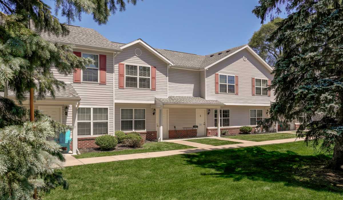 Outside view of the apartment building at Hallet Crossing in Michigan Center, Michigan
