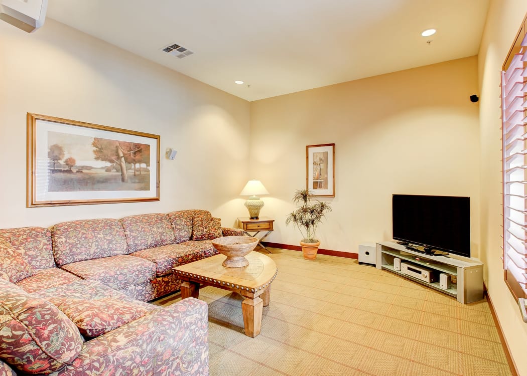 Living space in a model home at Eaglewood Apartments in Woodland, California