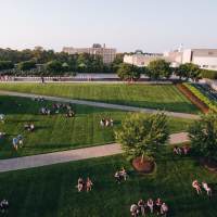 Lawn area in park nearby Courtyard Lofts at Scott’s Addition in Richmond, Virginia