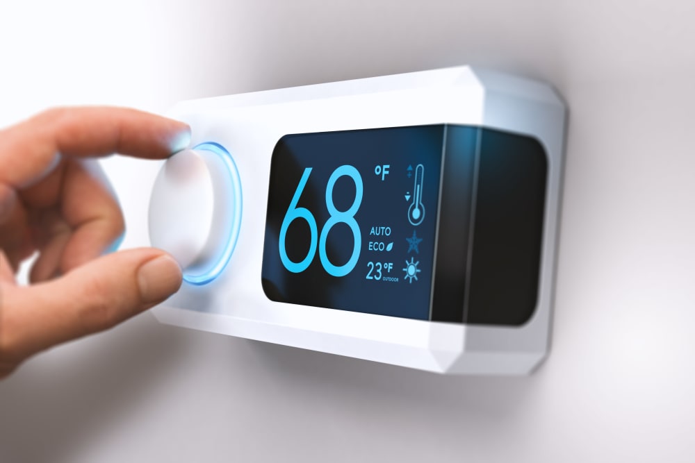 Climate-controlled storage unit thermostat at Devon Self Storage in Sunnyvale, California