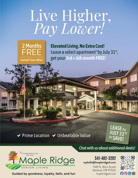 Flyer at Maple Ridge Senior Living in Ashland, Oregon