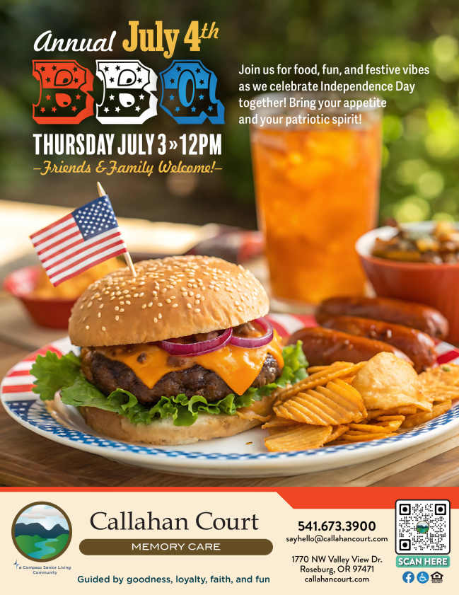 Monthly Flyer at Callahan Court Memory Care in Roseburg, Oregon
