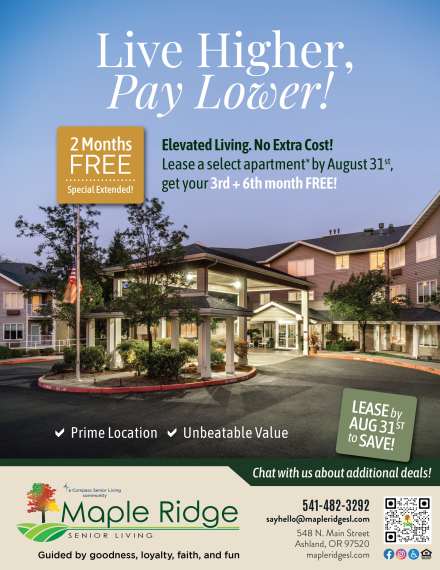 Flyer  at Maple Ridge Senior Living in Ashland, Oregon