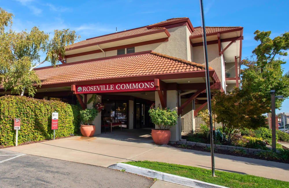 Entrance to Roseville Commons Senior Living in Roseville, California